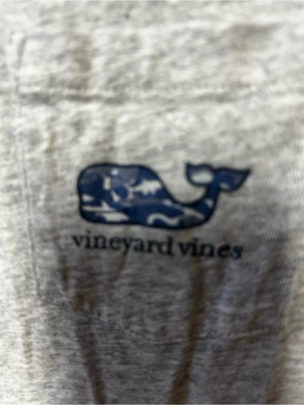 Vineyard Vines Gray Long Sleeve Pocket Tee with Whale Logo